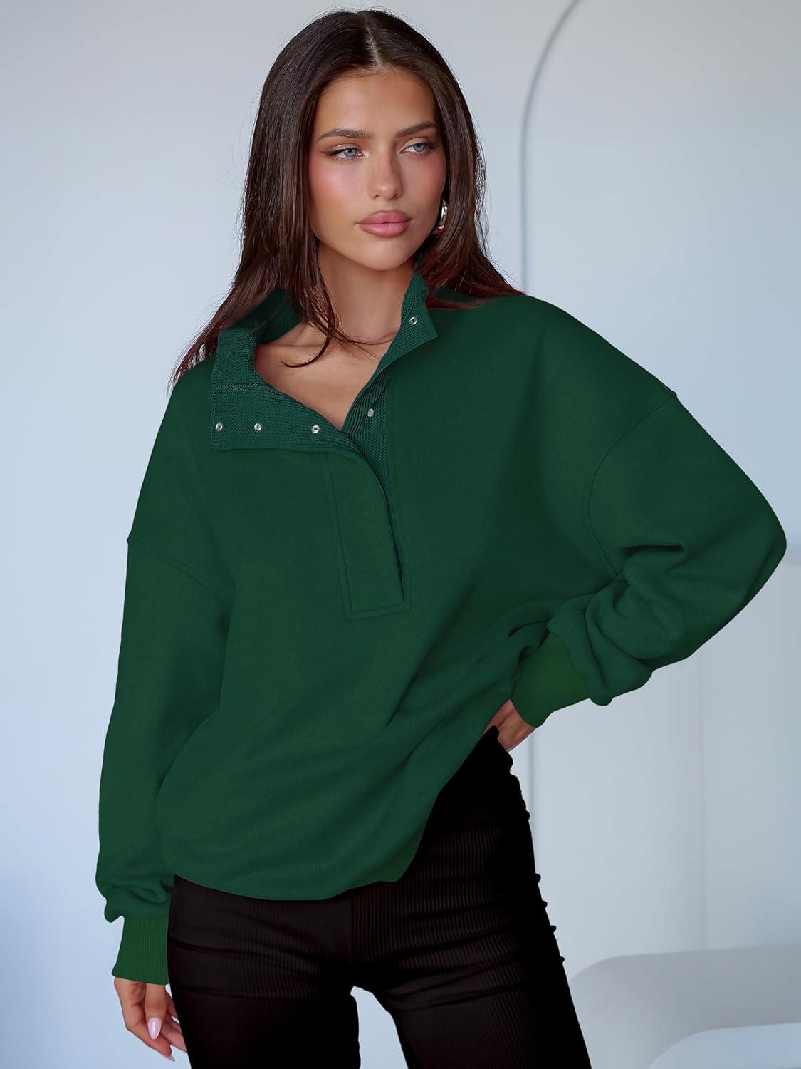 imageANRABESS Womens Oversized Sweatshirt Long Sleeve Henley Pullover Tops 2025 Fall Casual Button Loose Fit Teens Fashion OutfitsDeep Green