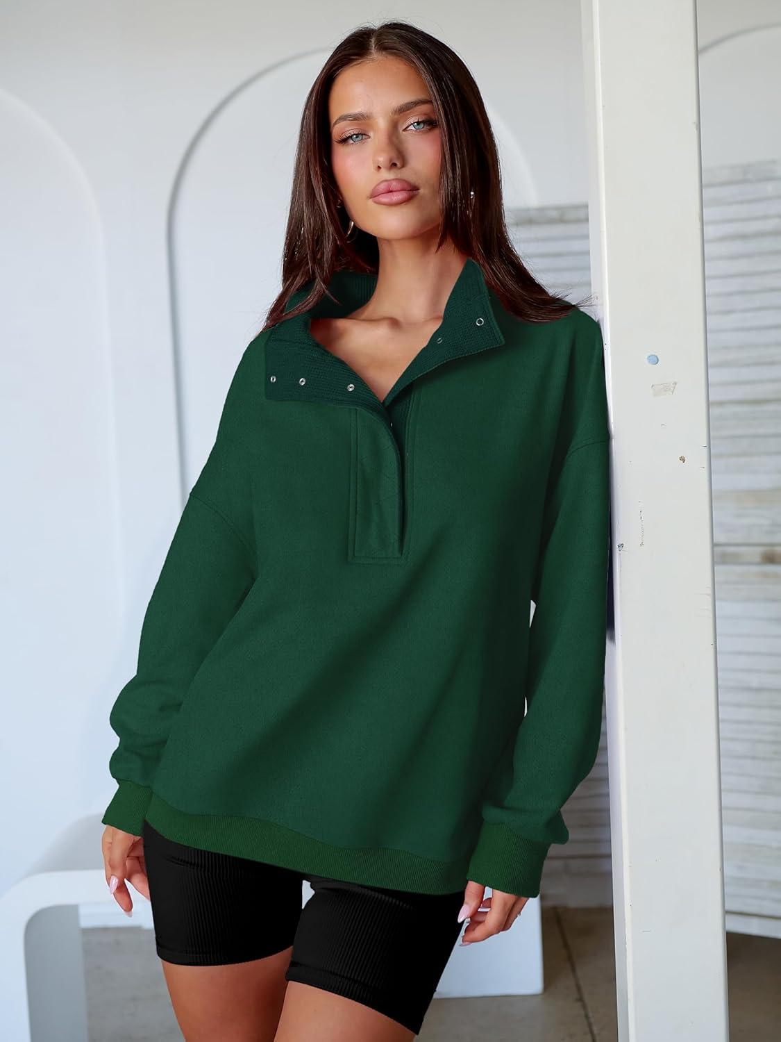 imageANRABESS Womens Oversized Sweatshirt Long Sleeve Henley Pullover Tops 2025 Fall Casual Button Loose Fit Teens Fashion OutfitsDeep Green
