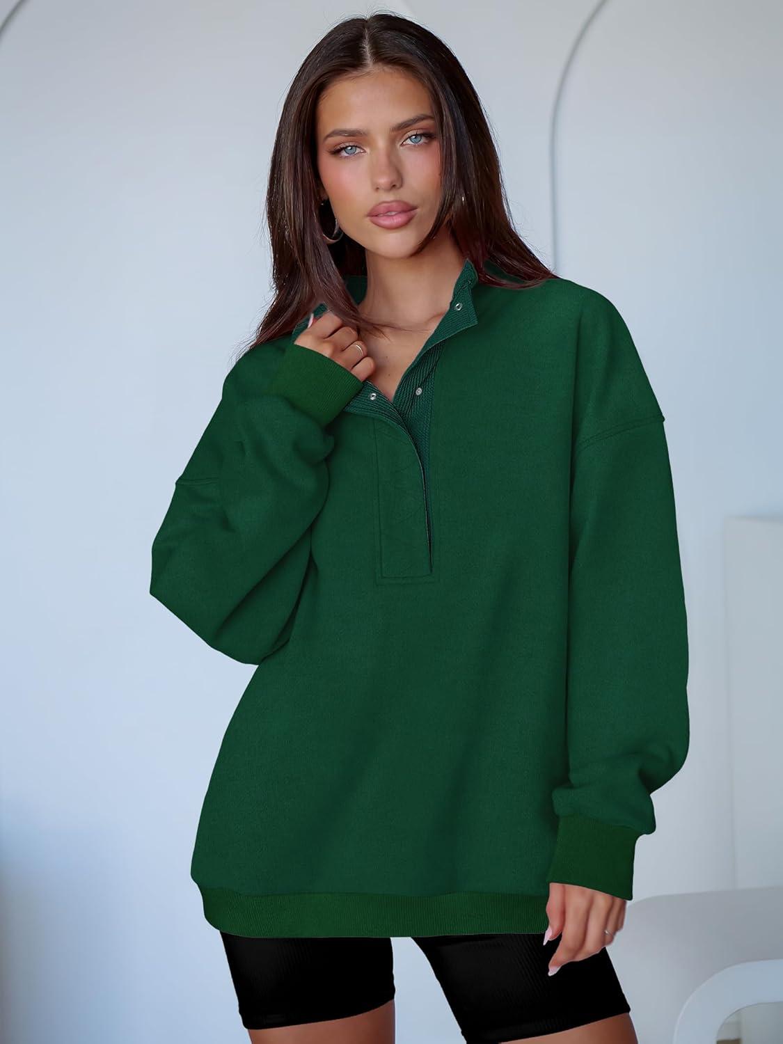 imageANRABESS Womens Oversized Sweatshirt Long Sleeve Henley Pullover Tops 2025 Fall Casual Button Loose Fit Teens Fashion OutfitsDeep Green