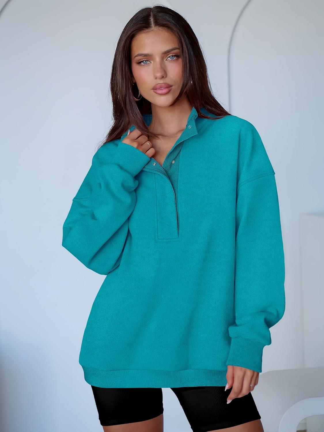 imageANRABESS Womens Oversized Sweatshirt Long Sleeve Henley Pullover Tops 2025 Fall Casual Button Loose Fit Teens Fashion OutfitsLake Green