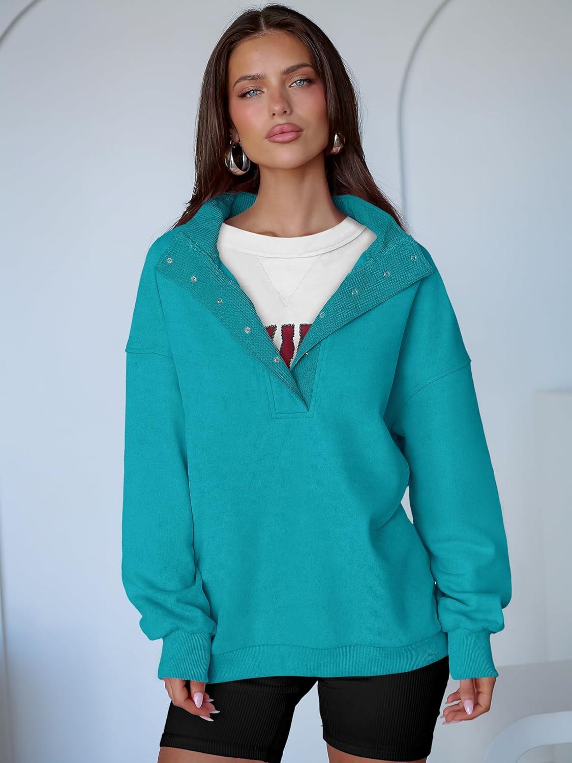 imageANRABESS Womens Oversized Sweatshirt Long Sleeve Henley Pullover Tops 2025 Fall Casual Button Loose Fit Teens Fashion OutfitsLake Green