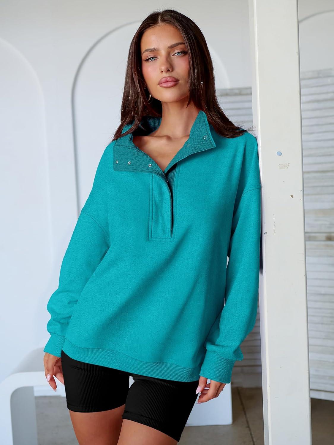 imageANRABESS Womens Oversized Sweatshirt Long Sleeve Henley Pullover Tops 2025 Fall Casual Button Loose Fit Teens Fashion OutfitsLake Green