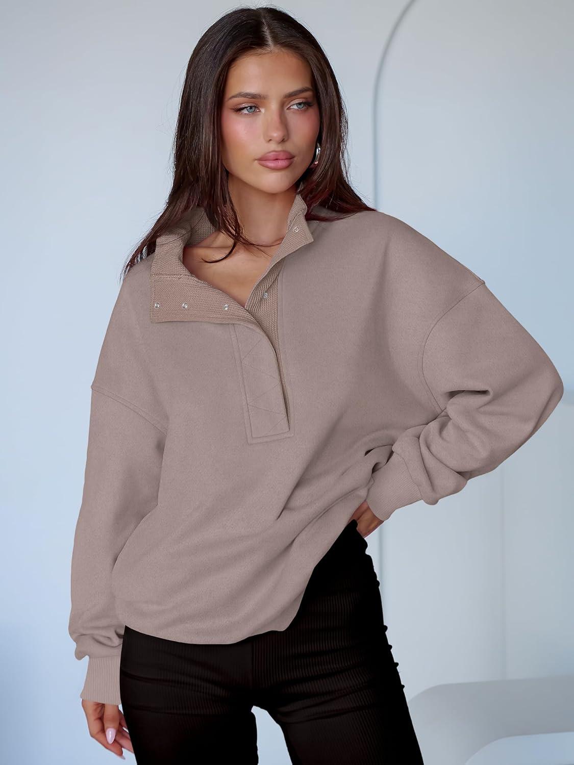 imageANRABESS Womens Oversized Sweatshirt Long Sleeve Henley Pullover Tops 2025 Fall Casual Button Loose Fit Teens Fashion OutfitsMocha