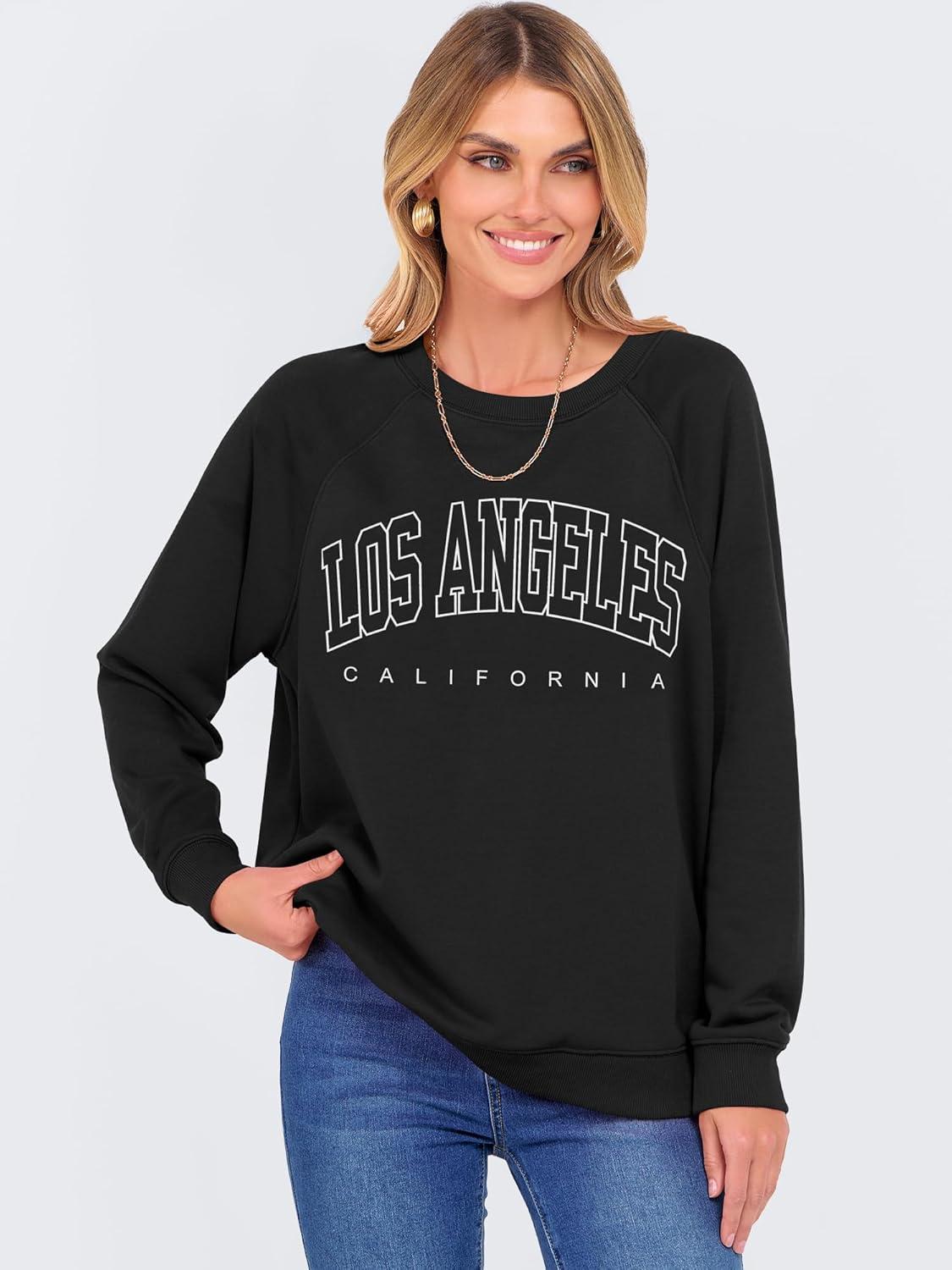 imageANRABESS Womens Oversized Sweatshirts Crewneck Long Sleeve Pullover Hoodies Graphic Cute Teen Girls Clothes 2025 Fall OutfitsBlack  Los Angeles