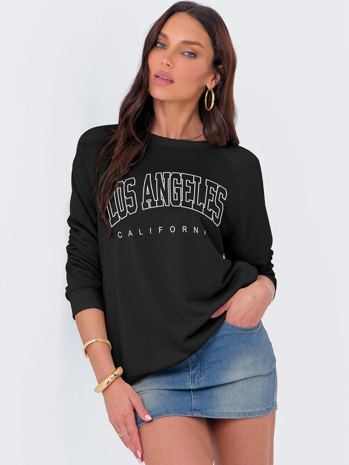 imageANRABESS Womens Oversized Sweatshirts Crewneck Long Sleeve Pullover Hoodies Graphic Cute Teen Girls Clothes 2025 Fall OutfitsBlack  Los Angeles