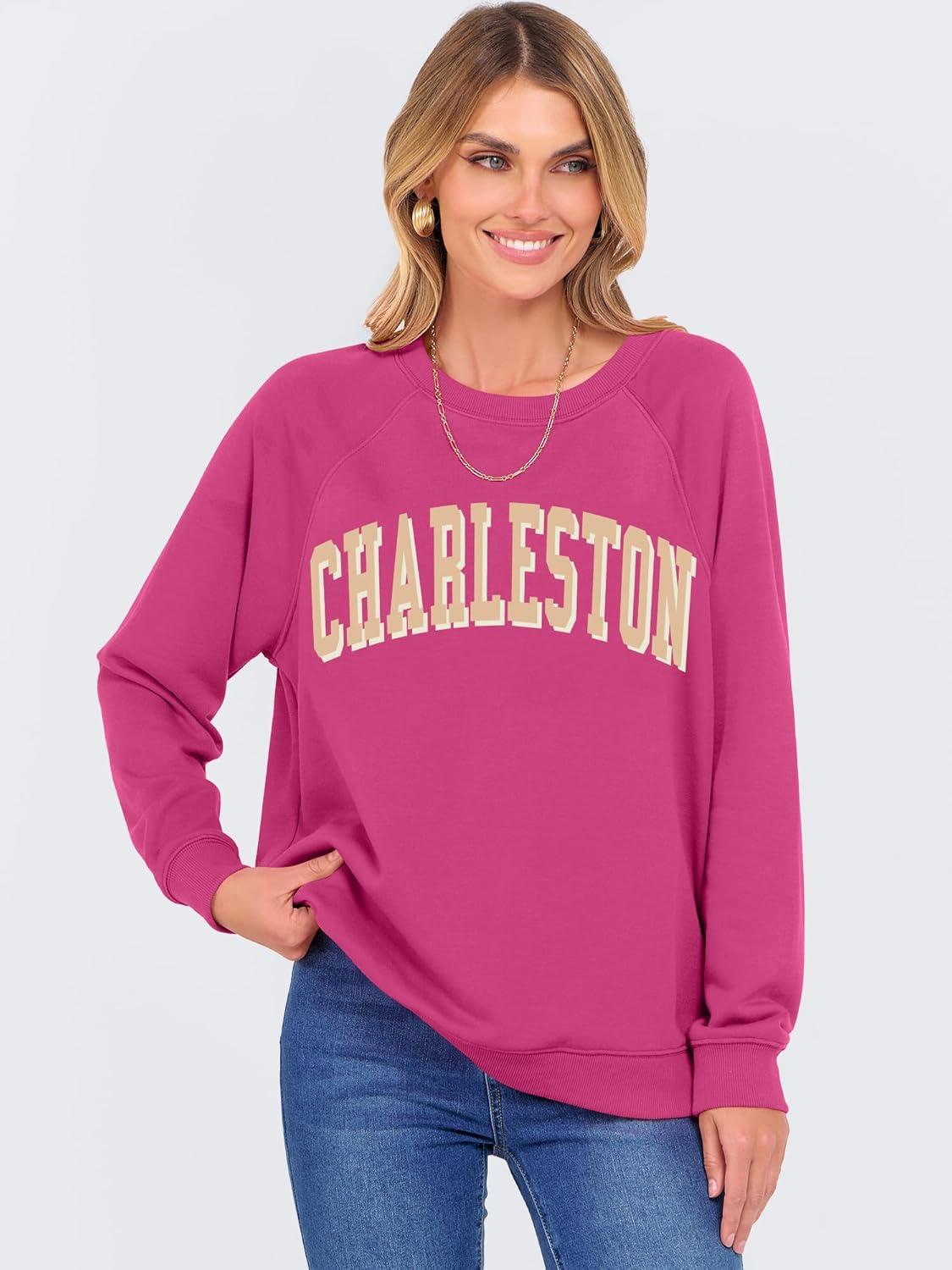 imageANRABESS Womens Oversized Sweatshirts Crewneck Long Sleeve Pullover Hoodies Graphic Cute Teen Girls Clothes 2025 Fall OutfitsHot Pink  Charleston