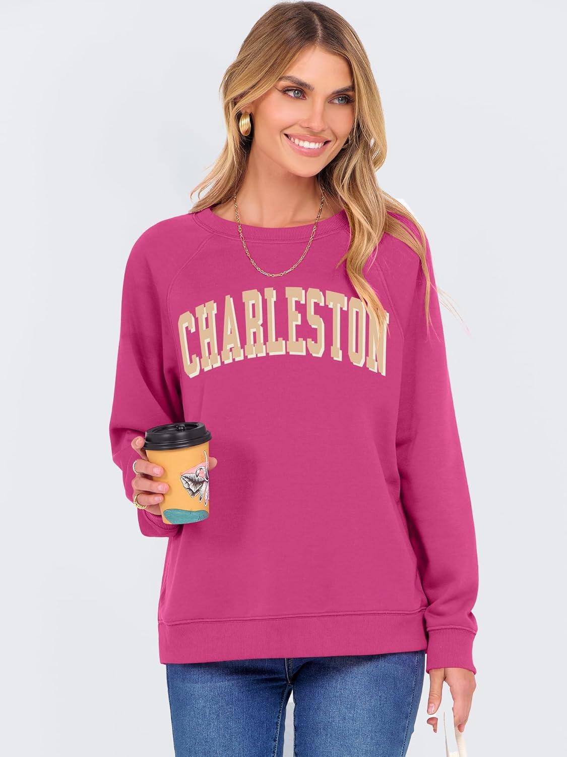 imageANRABESS Womens Oversized Sweatshirts Crewneck Long Sleeve Pullover Hoodies Graphic Cute Teen Girls Clothes 2025 Fall OutfitsHot Pink  Charleston