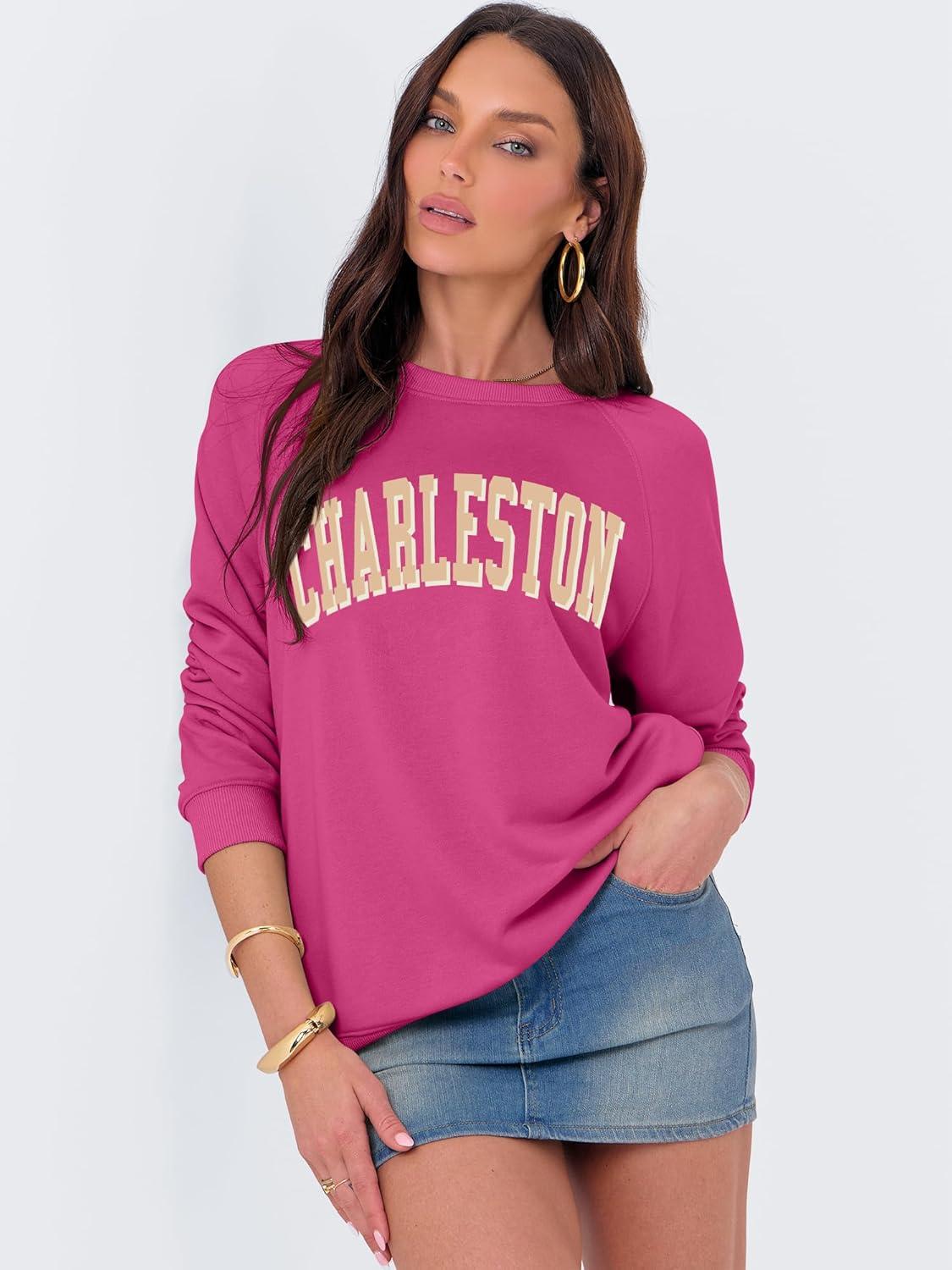 imageANRABESS Womens Oversized Sweatshirts Crewneck Long Sleeve Pullover Hoodies Graphic Cute Teen Girls Clothes 2025 Fall OutfitsHot Pink  Charleston