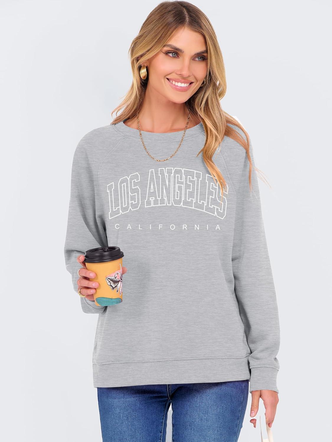 imageANRABESS Womens Oversized Sweatshirts Crewneck Long Sleeve Pullover Hoodies Graphic Cute Teen Girls Clothes 2025 Fall OutfitsLight Grey  Los Angeles