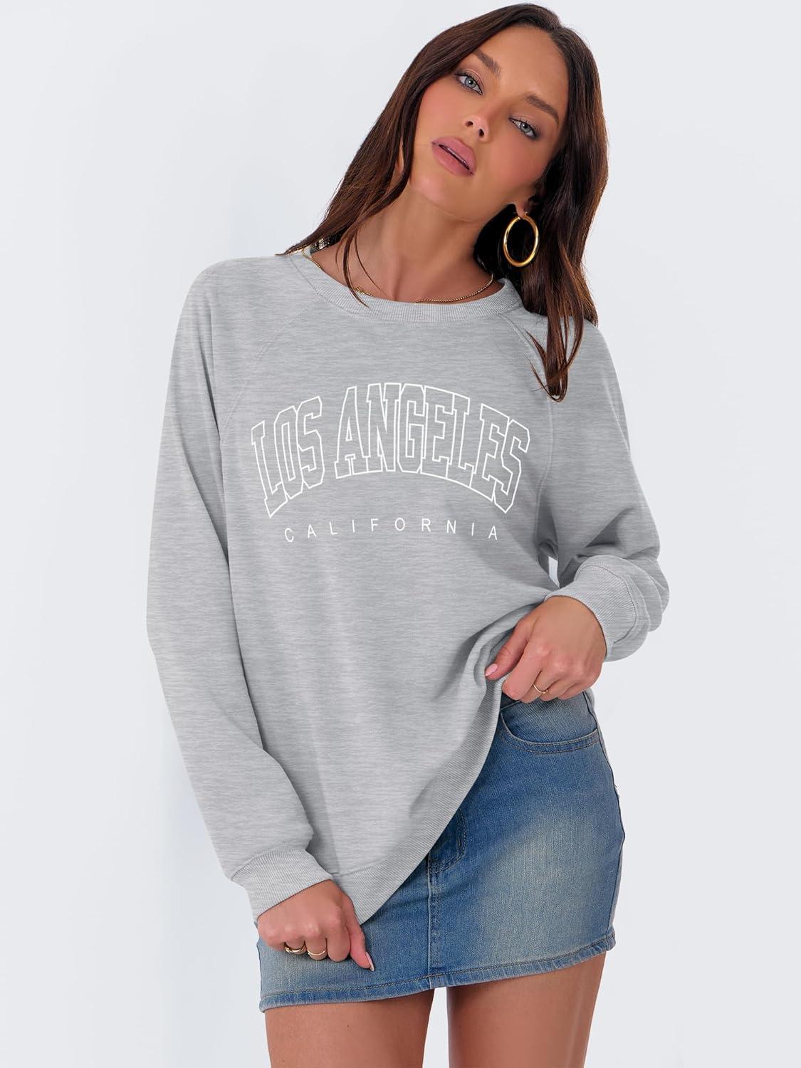 imageANRABESS Womens Oversized Sweatshirts Crewneck Long Sleeve Pullover Hoodies Graphic Cute Teen Girls Clothes 2025 Fall OutfitsLight Grey  Los Angeles