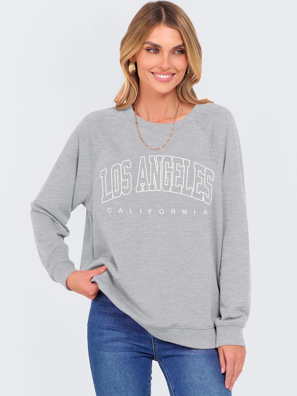 imageANRABESS Womens Oversized Sweatshirts Crewneck Long Sleeve Pullover Hoodies Graphic Cute Teen Girls Clothes 2025 Fall OutfitsLight Grey  Los Angeles