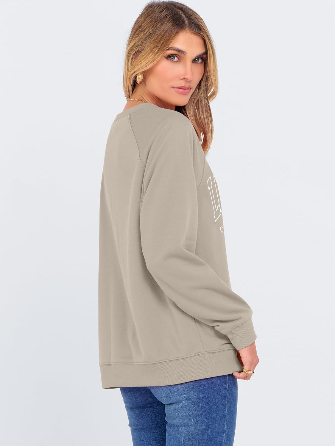 imageANRABESS Womens Oversized Sweatshirts Crewneck Long Sleeve Pullover Hoodies Graphic Cute Teen Girls Clothes 2025 Fall OutfitsLight Khaki  Los Angeles