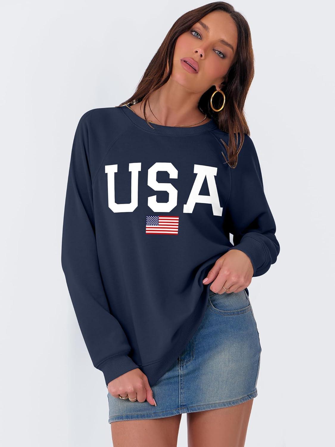 imageANRABESS Womens Oversized Sweatshirts Crewneck Long Sleeve Pullover Hoodies Graphic Cute Teen Girls Clothes 2025 Fall OutfitsNavy Blue  Flag