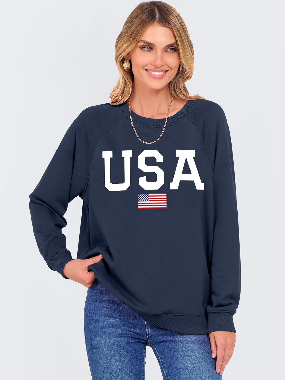 imageANRABESS Womens Oversized Sweatshirts Crewneck Long Sleeve Pullover Hoodies Graphic Cute Teen Girls Clothes 2025 Fall OutfitsNavy Blue  Flag