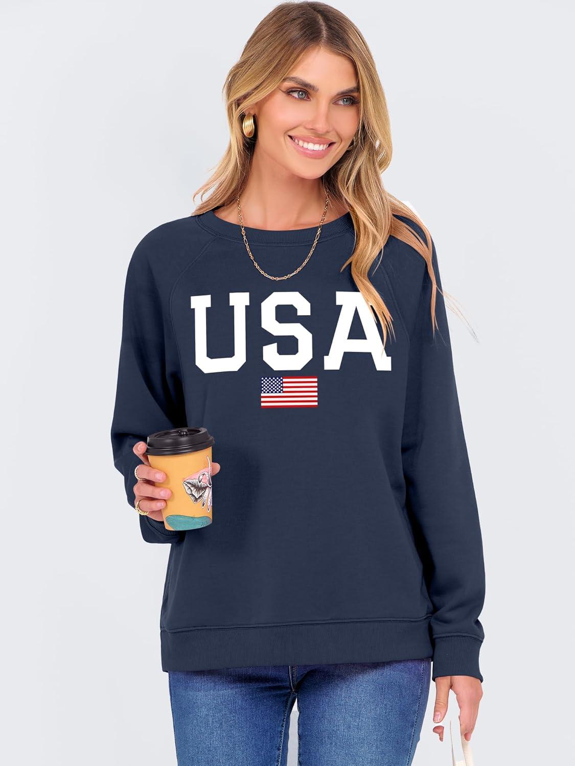 imageANRABESS Womens Oversized Sweatshirts Crewneck Long Sleeve Pullover Hoodies Graphic Cute Teen Girls Clothes 2025 Fall OutfitsNavy Blue  Flag