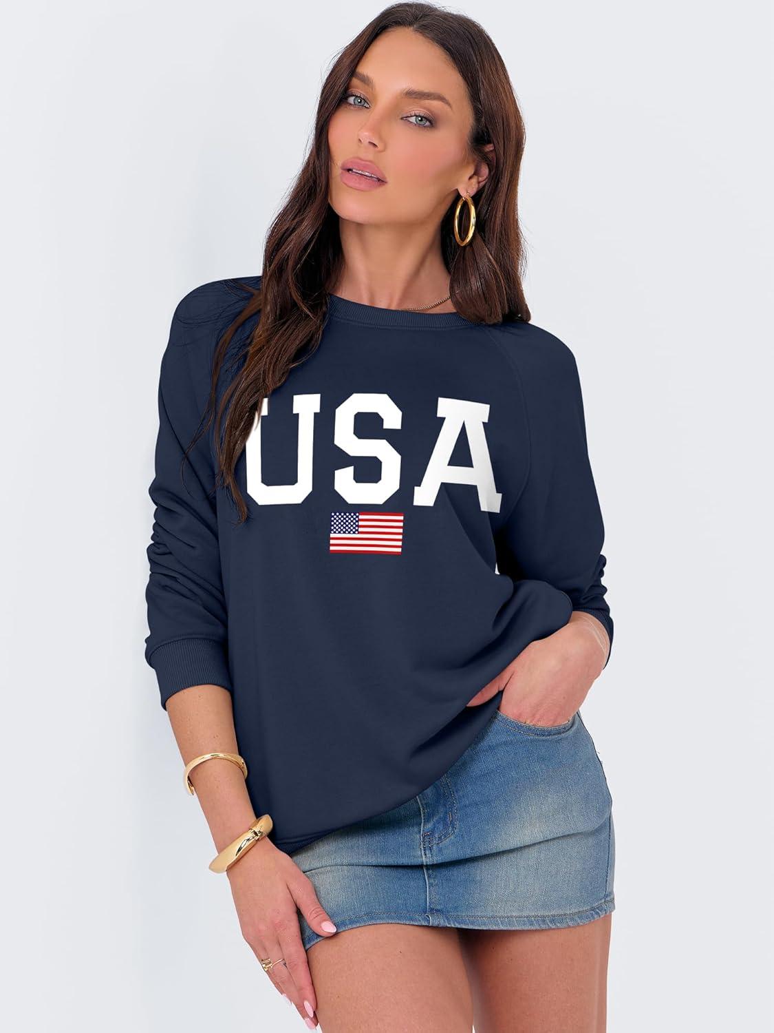 imageANRABESS Womens Oversized Sweatshirts Crewneck Long Sleeve Pullover Hoodies Graphic Cute Teen Girls Clothes 2025 Fall OutfitsNavy Blue  Flag