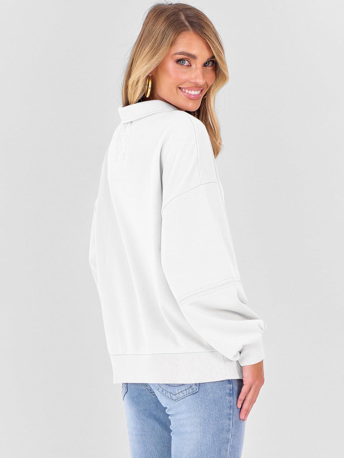 imageANRABESS Womens Oversized Sweatshirts Quarter Zip Long Sleeve Comfy Casual Pullover Tops 2025 Fall Trendy Y2K OutfitsWhite