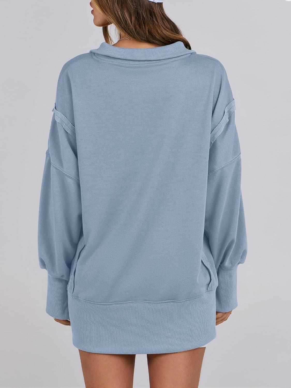 imageANRABESS Womens Sweatshirts Oversized Casual Loose Button Up Henley Pullover Top High Low Split 2025 Fall Fashion OutfitsLight Grey Blue