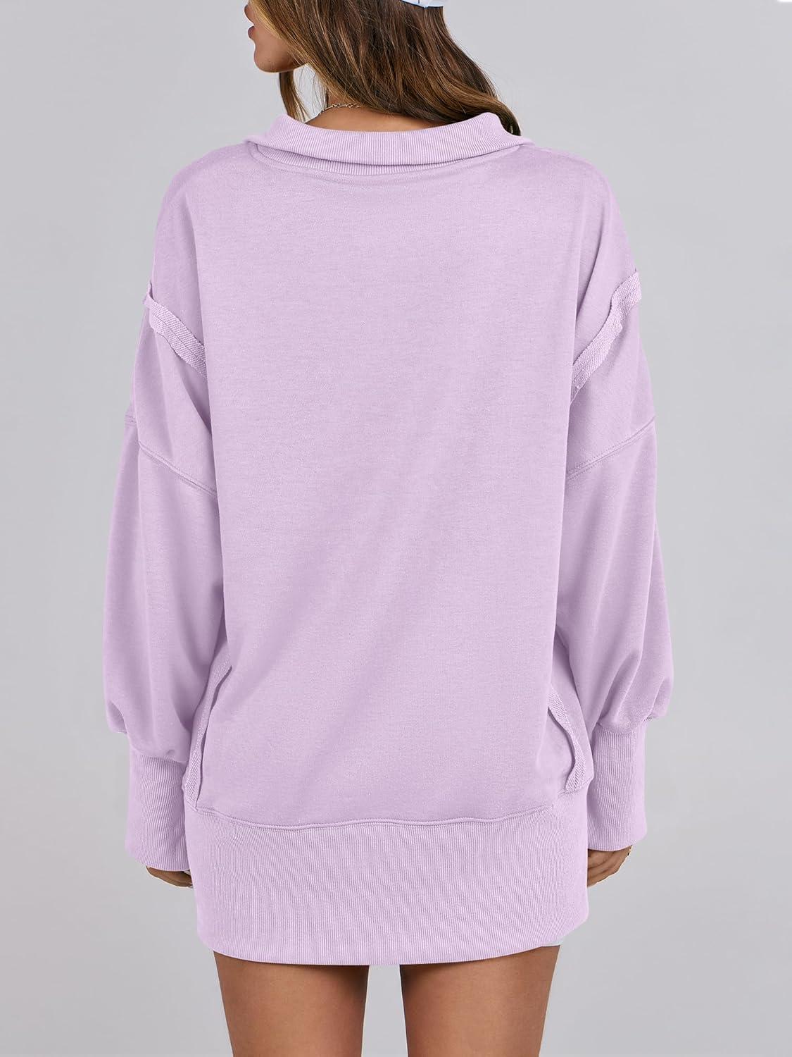 imageANRABESS Womens Sweatshirts Oversized Casual Loose Button Up Henley Pullover Top High Low Split 2025 Fall Fashion OutfitsLight Purple