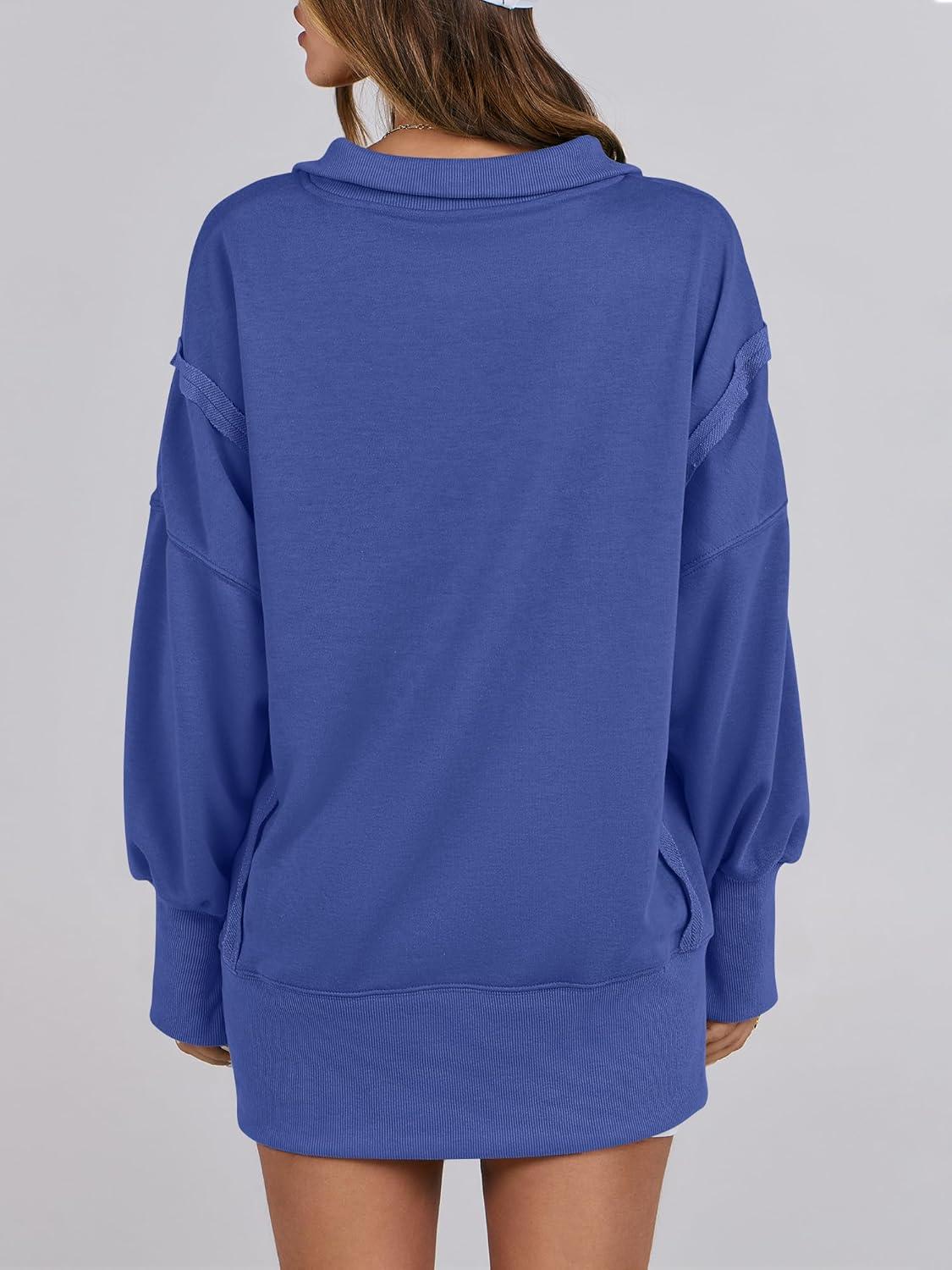 imageANRABESS Womens Sweatshirts Oversized Casual Loose Button Up Henley Pullover Top High Low Split 2025 Fall Fashion OutfitsRoyal Blue