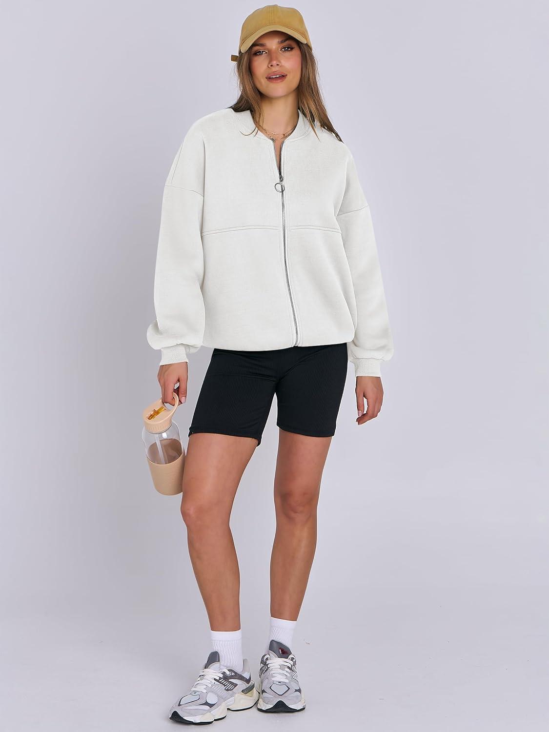 imageANRABESS Womens Zip up Oversized Sweatshirts Fleece jacket Coat Long Sleeve Casual Hoodie 2025 Fall Teen Girl Top ClothesBeige