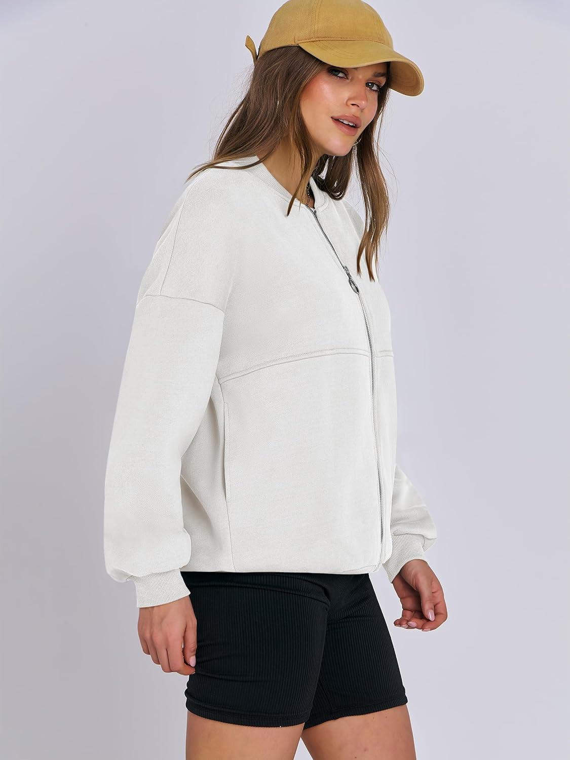 imageANRABESS Womens Zip up Oversized Sweatshirts Fleece jacket Coat Long Sleeve Casual Hoodie 2025 Fall Teen Girl Top ClothesBeige