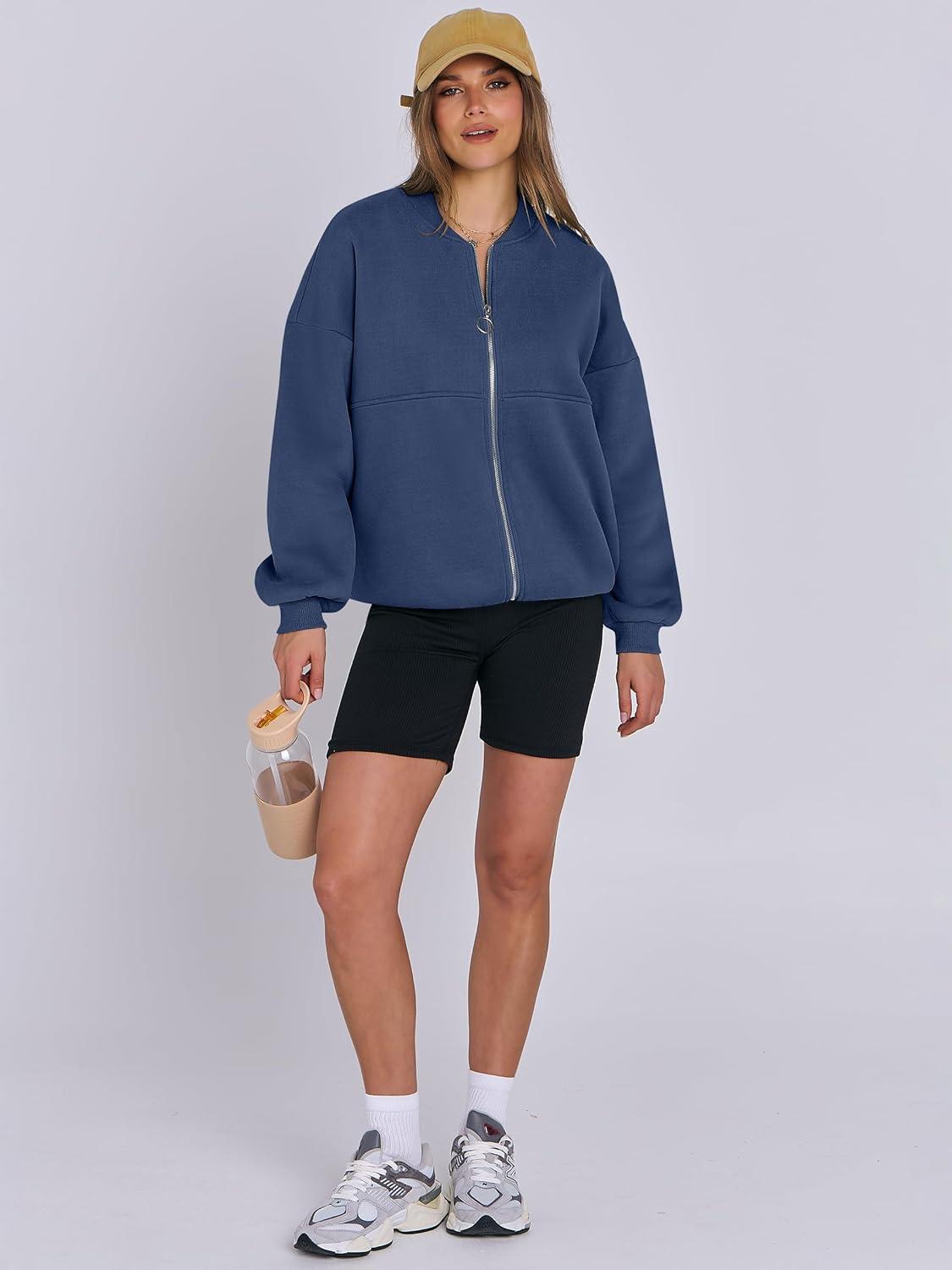 imageANRABESS Womens Zip up Oversized Sweatshirts Fleece jacket Coat Long Sleeve Casual Hoodie 2025 Fall Teen Girl Top ClothesDeep Blue