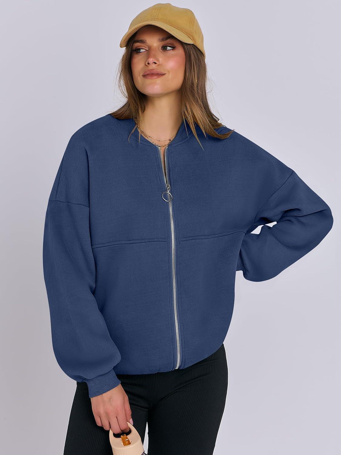imageANRABESS Womens Zip up Oversized Sweatshirts Fleece jacket Coat Long Sleeve Casual Hoodie 2025 Fall Teen Girl Top ClothesDeep Blue