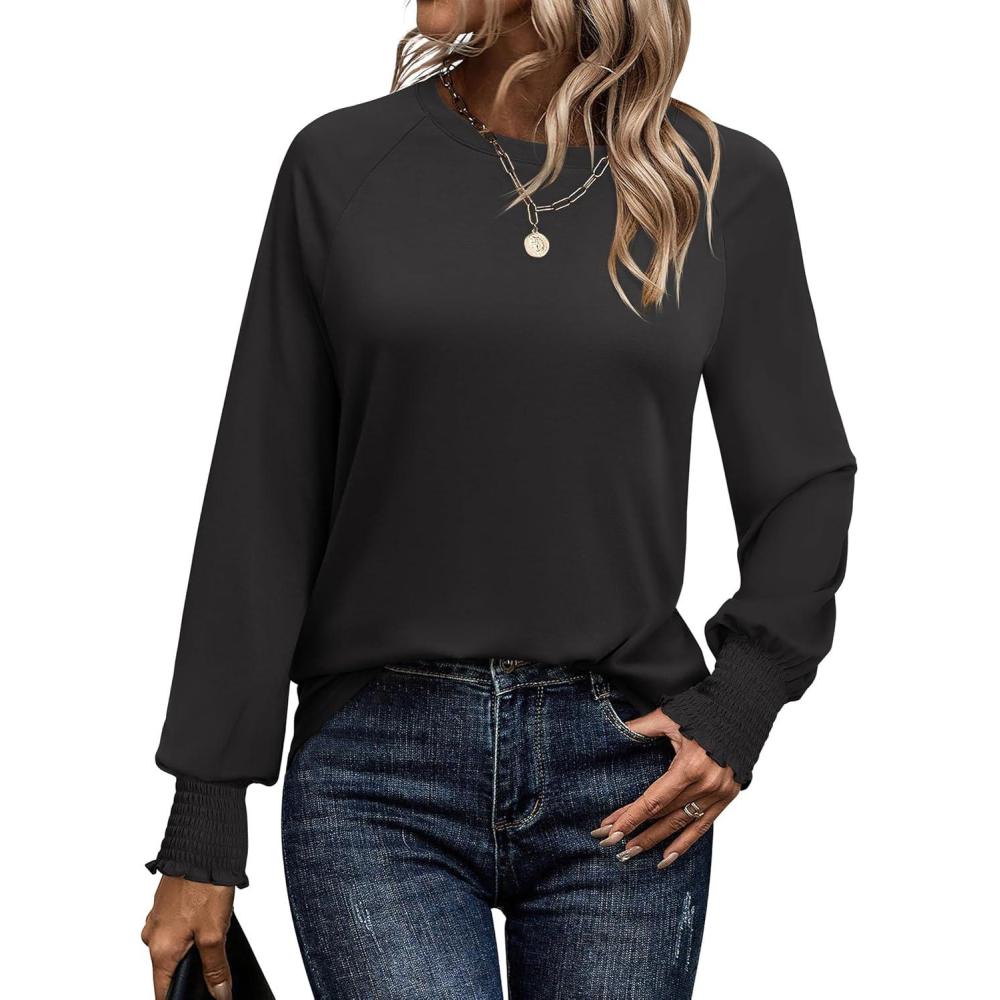 imageANRABESS Womens Long Sleeve Shirts Crewneck Casual Loose Tunic Tops Dressy Work Blouses Fall Fashion Clothes 2025Black