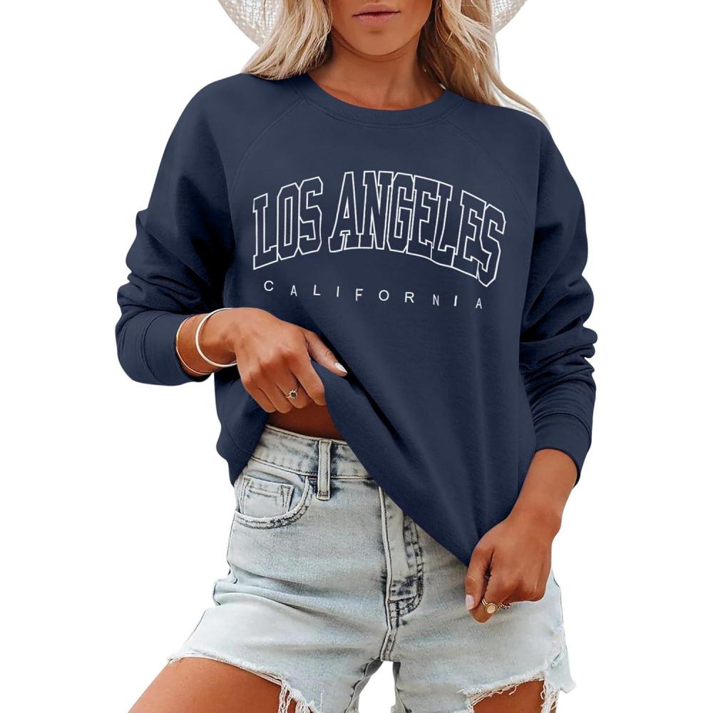 imageANRABESS Womens Oversized Sweatshirts Crewneck Long Sleeve Pullover Hoodies Graphic Cute Teen Girls Clothes 2025 Fall OutfitsNavy Blue  Los Angeles