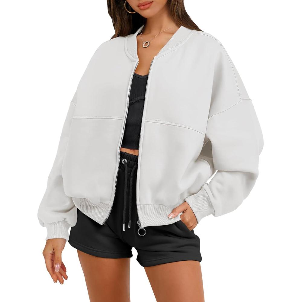 imageANRABESS Womens Zip up Oversized Sweatshirts Fleece jacket Coat Long Sleeve Casual Hoodie 2025 Fall Teen Girl Top ClothesBeige