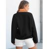 imageANRABESS Women Fuzzy Fleece Pullover Sherpa Sweatshirt Long Sleeve Button Down Warm Soft Loose Sweater Jackets with PocketsBlack Orange