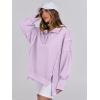 imageANRABESS Womens Sweatshirts Oversized Casual Loose Button Up Henley Pullover Top High Low Split 2025 Fall Fashion OutfitsLight Purple