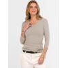 imageANRABESS Womens Tops 34 Sleeve V Neck Ribbed Knit Slim Fit Shirts Basic Tee 2025 Fall Outfits Casual Tshirt Fashion ClothesBeige
