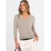 imageANRABESS Womens Tops 34 Sleeve V Neck Ribbed Knit Slim Fit Shirts Basic Tee 2025 Fall Outfits Casual Tshirt Fashion ClothesBeige