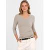 imageANRABESS Womens Tops 34 Sleeve V Neck Ribbed Knit Slim Fit Shirts Basic Tee 2025 Fall Outfits Casual Tshirt Fashion ClothesBeige
