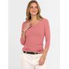 imageANRABESS Womens Tops 34 Sleeve V Neck Ribbed Knit Slim Fit Shirts Basic Tee 2025 Fall Outfits Casual Tshirt Fashion ClothesCoral Pink