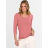 imageANRABESS Womens Tops 34 Sleeve V Neck Ribbed Knit Slim Fit Shirts Basic Tee 2025 Fall Outfits Casual Tshirt Fashion ClothesCoral Pink