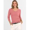 imageANRABESS Womens Tops 34 Sleeve V Neck Ribbed Knit Slim Fit Shirts Basic Tee 2025 Fall Outfits Casual Tshirt Fashion ClothesCoral Pink