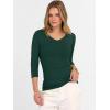 imageANRABESS Womens Tops 34 Sleeve V Neck Ribbed Knit Slim Fit Shirts Basic Tee 2025 Fall Outfits Casual Tshirt Fashion ClothesDeep Green