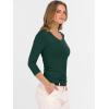imageANRABESS Womens Tops 34 Sleeve V Neck Ribbed Knit Slim Fit Shirts Basic Tee 2025 Fall Outfits Casual Tshirt Fashion ClothesDeep Green