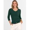 imageANRABESS Womens Tops 34 Sleeve V Neck Ribbed Knit Slim Fit Shirts Basic Tee 2025 Fall Outfits Casual Tshirt Fashion ClothesDeep Green