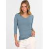 imageANRABESS Womens Tops 34 Sleeve V Neck Ribbed Knit Slim Fit Shirts Basic Tee 2025 Fall Outfits Casual Tshirt Fashion ClothesGrey Blue