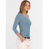imageANRABESS Womens Tops 34 Sleeve V Neck Ribbed Knit Slim Fit Shirts Basic Tee 2025 Fall Outfits Casual Tshirt Fashion ClothesGrey Blue