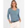 imageANRABESS Womens Tops 34 Sleeve V Neck Ribbed Knit Slim Fit Shirts Basic Tee 2025 Fall Outfits Casual Tshirt Fashion ClothesGrey Blue