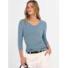imageANRABESS Womens Tops 34 Sleeve V Neck Ribbed Knit Slim Fit Shirts Basic Tee 2025 Fall Outfits Casual Tshirt Fashion ClothesGrey Blue