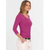 imageANRABESS Womens Tops 34 Sleeve V Neck Ribbed Knit Slim Fit Shirts Basic Tee 2025 Fall Outfits Casual Tshirt Fashion ClothesHot Pink