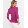 imageANRABESS Womens Tops 34 Sleeve V Neck Ribbed Knit Slim Fit Shirts Basic Tee 2025 Fall Outfits Casual Tshirt Fashion ClothesHot Pink