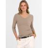 imageANRABESS Womens Tops 34 Sleeve V Neck Ribbed Knit Slim Fit Shirts Basic Tee 2025 Fall Outfits Casual Tshirt Fashion ClothesLight Camel