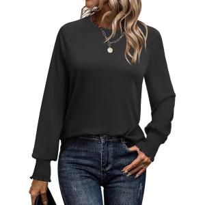 imageANRABESS Womens Long Sleeve Shirts Crewneck Casual Loose Tunic Tops Dressy Work Blouses Fall Fashion Clothes 2025Black